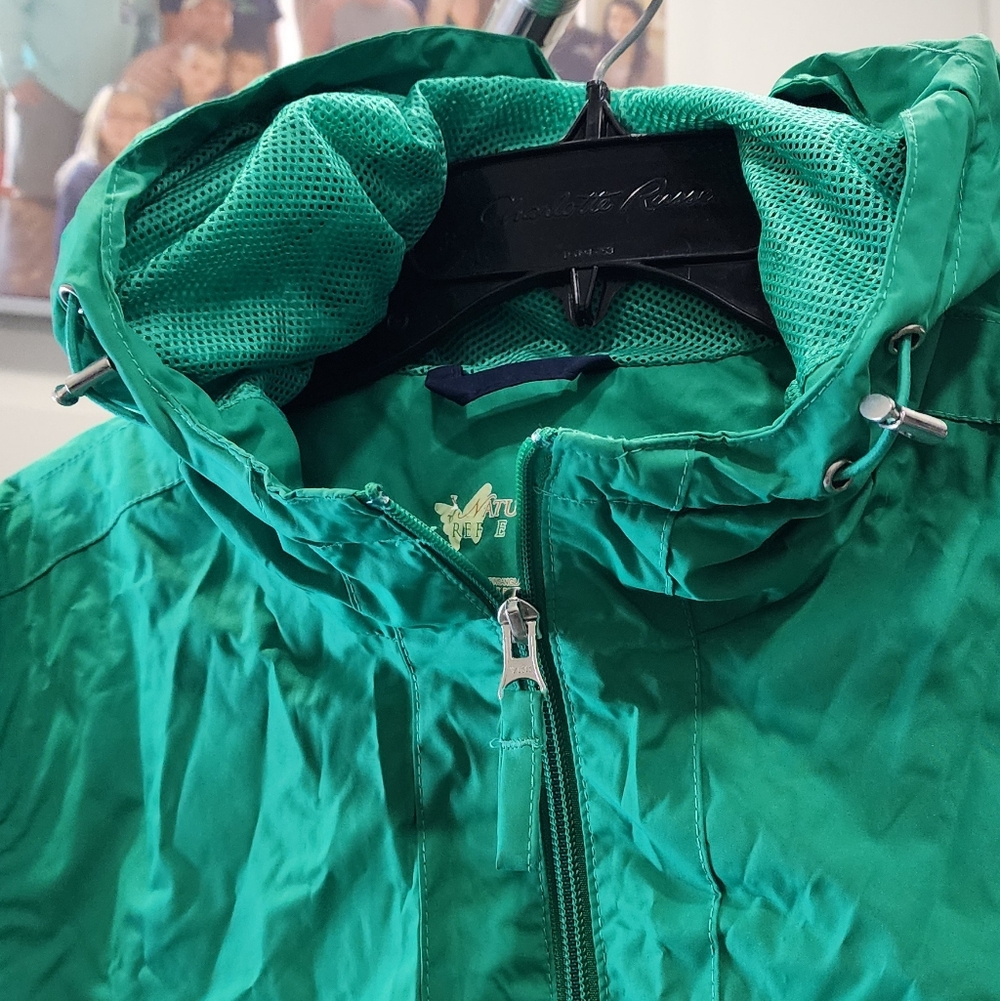 Green Hooded Women's Rain Jacket - Picture 7 of 11